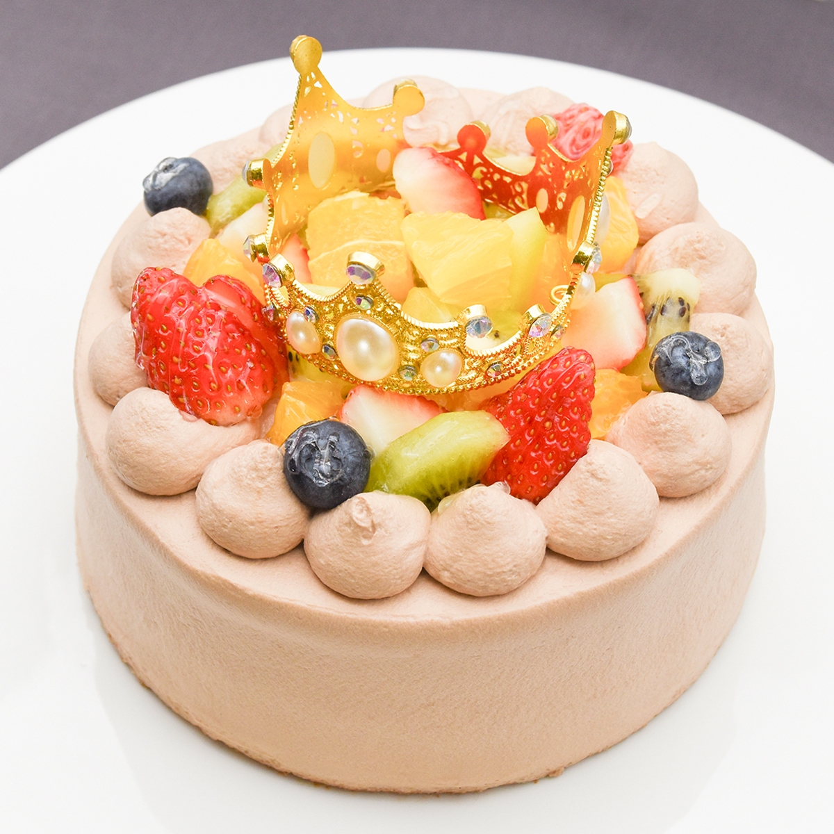 2026春の新作：ティアラ付き デコレーションケーキ チョコクリーム 5号（誕生日・推し活・バースデー・映え）